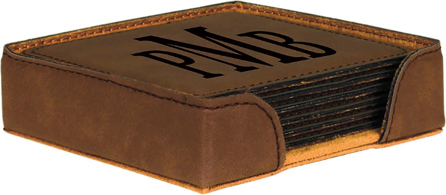 Leather Coasters Set of 6 with Holder