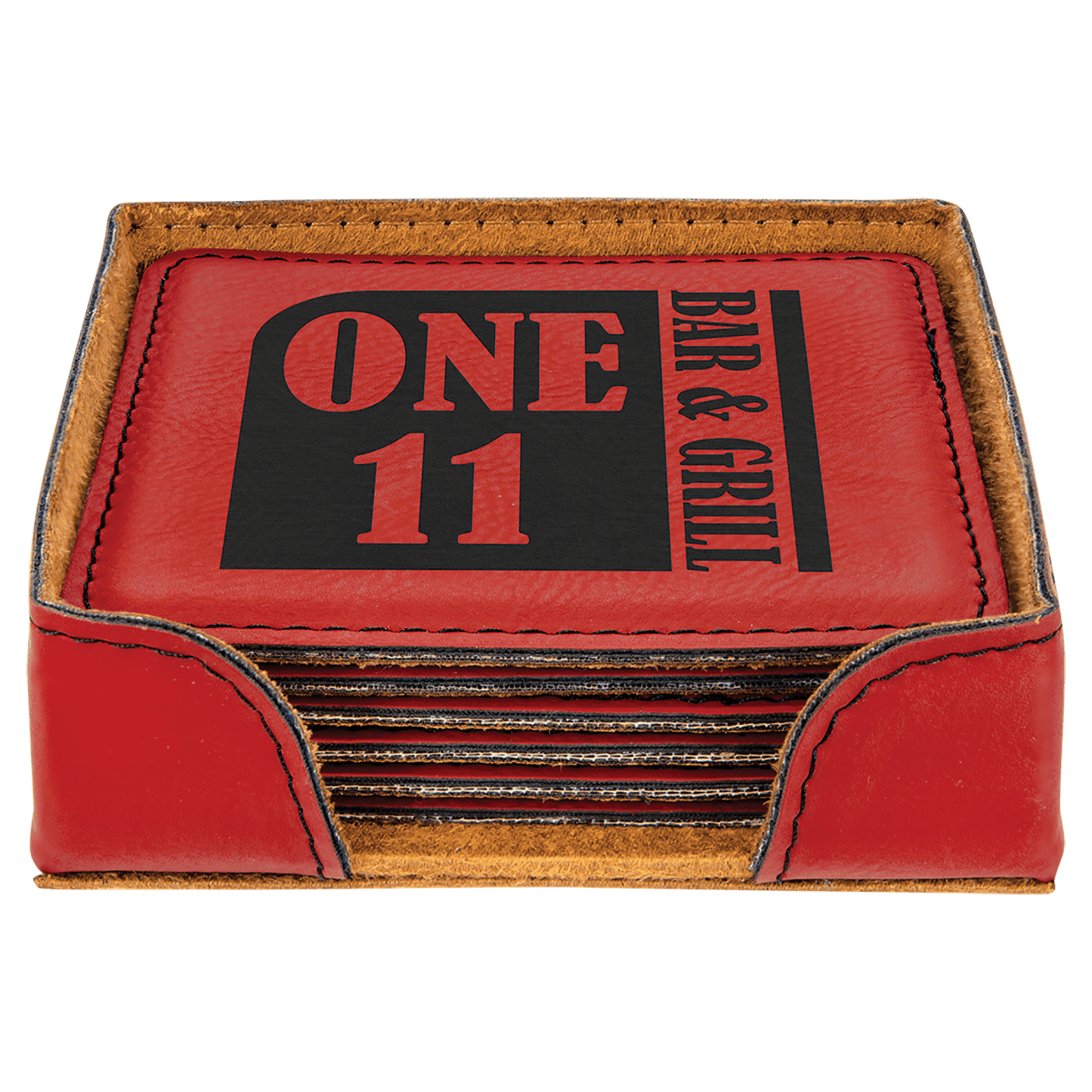 Leather Coasters Set of 6 with Holder