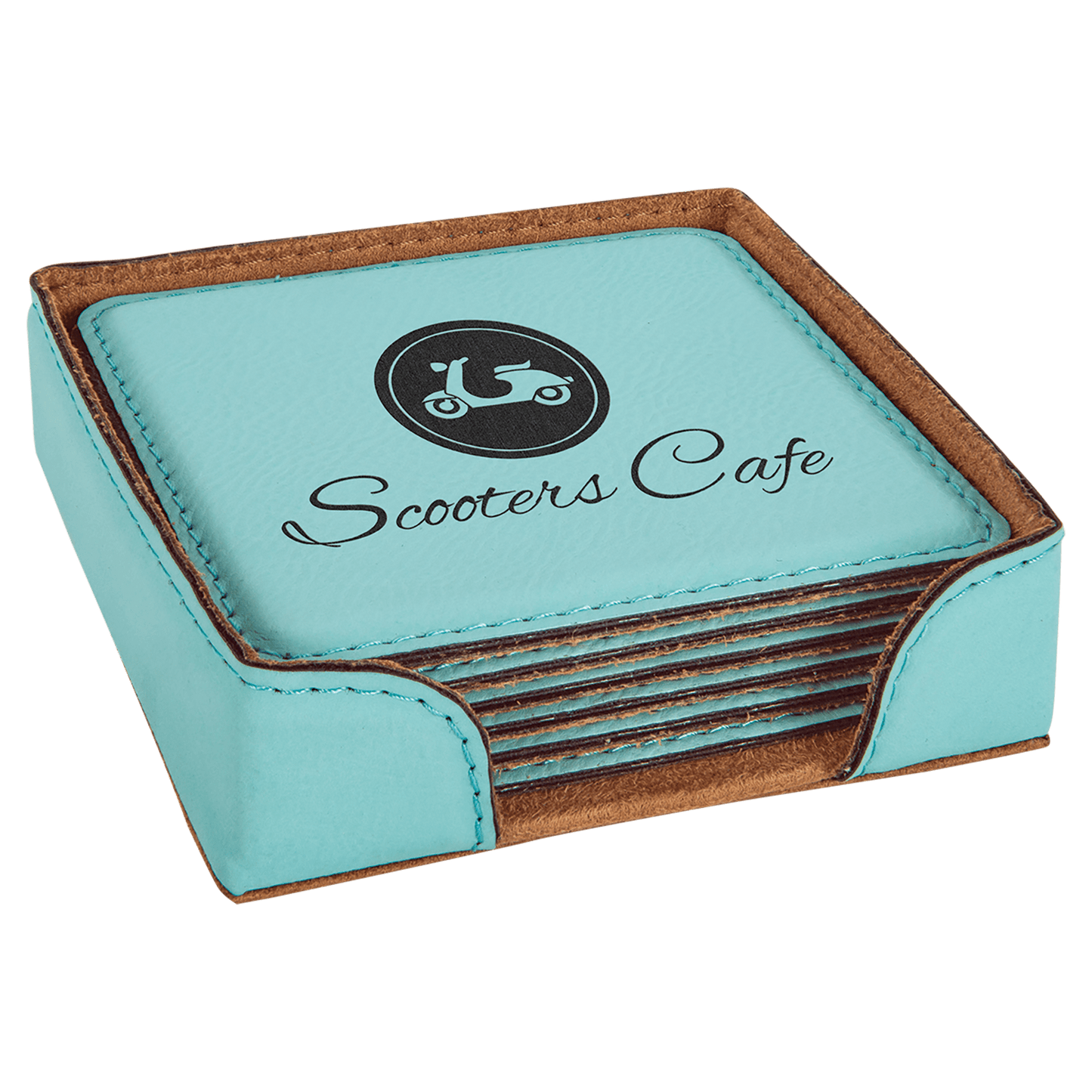 Leather Coasters Set of 6 with Holder