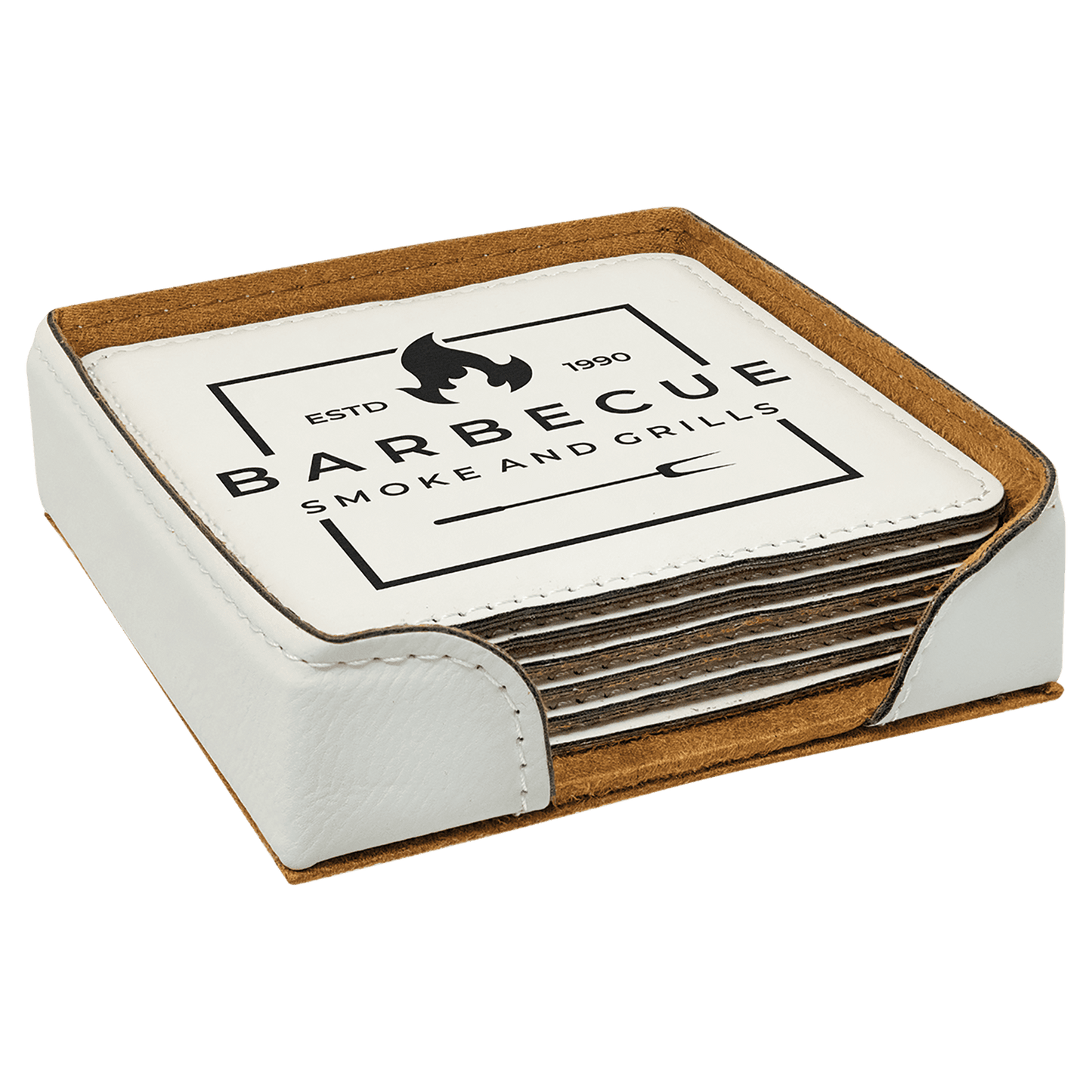 Leather Coasters Set of 6 with Holder