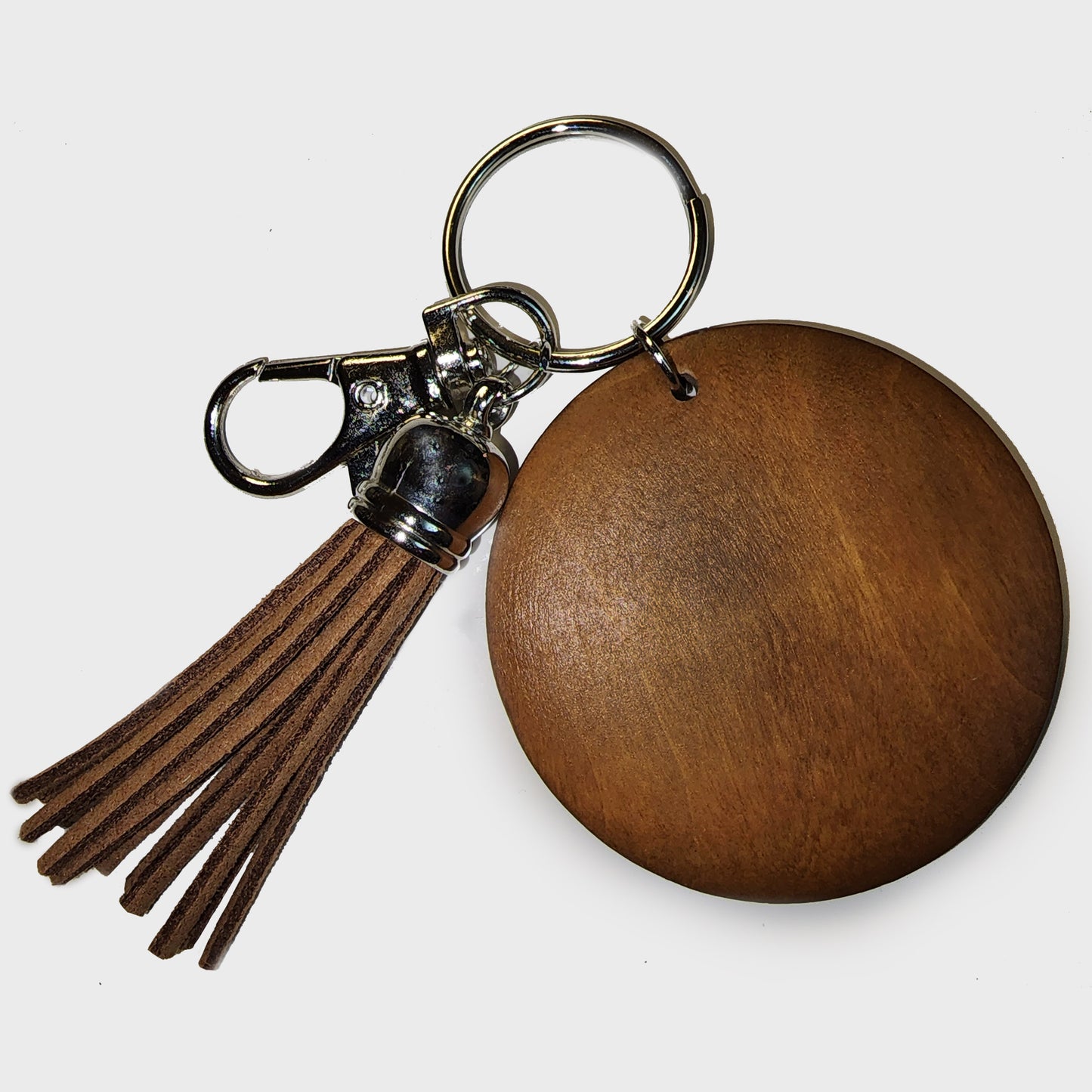 Round Wood Keychain with Tassel