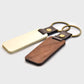 Wood Keychain with Faux Leather Strap